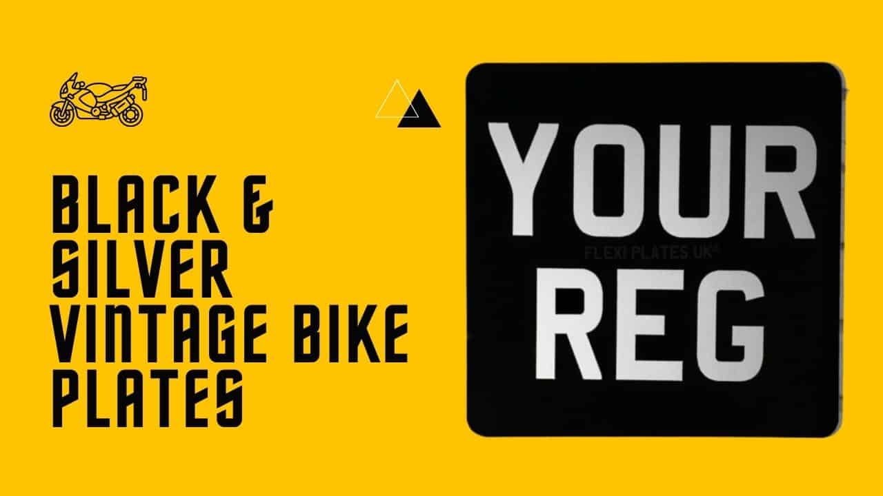 black & silver vintage bike plates