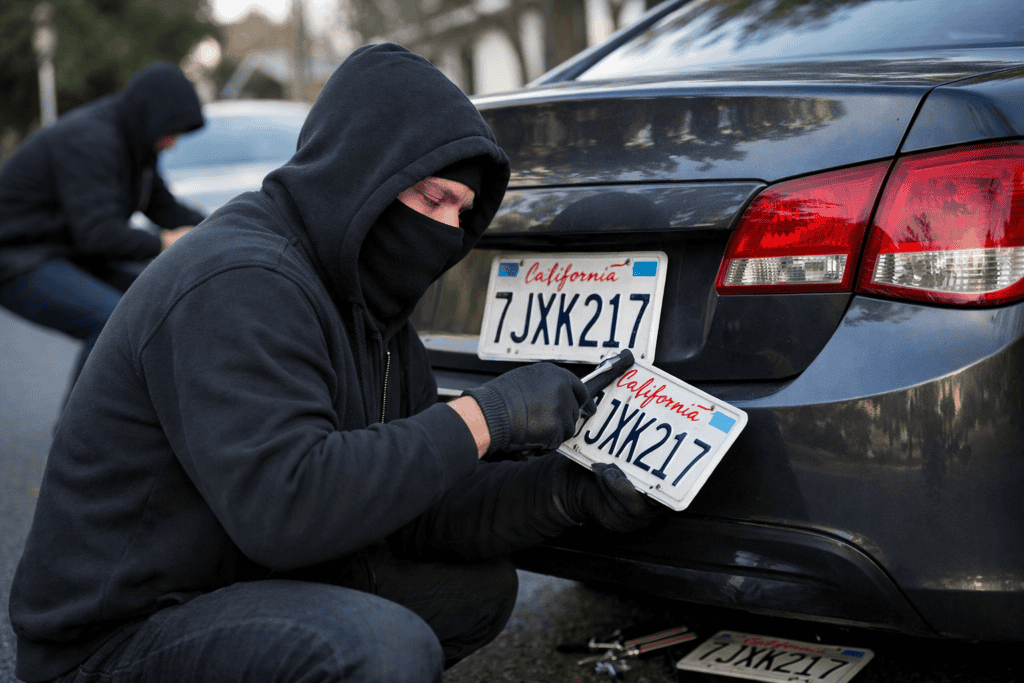 Car being stolen to clone plates