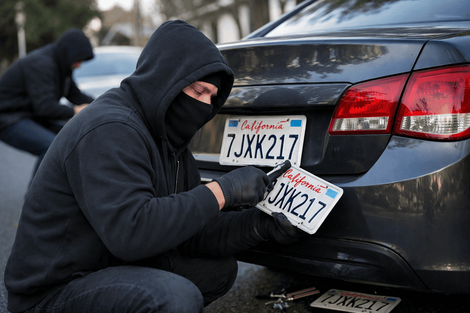Car being stolen to clone plates