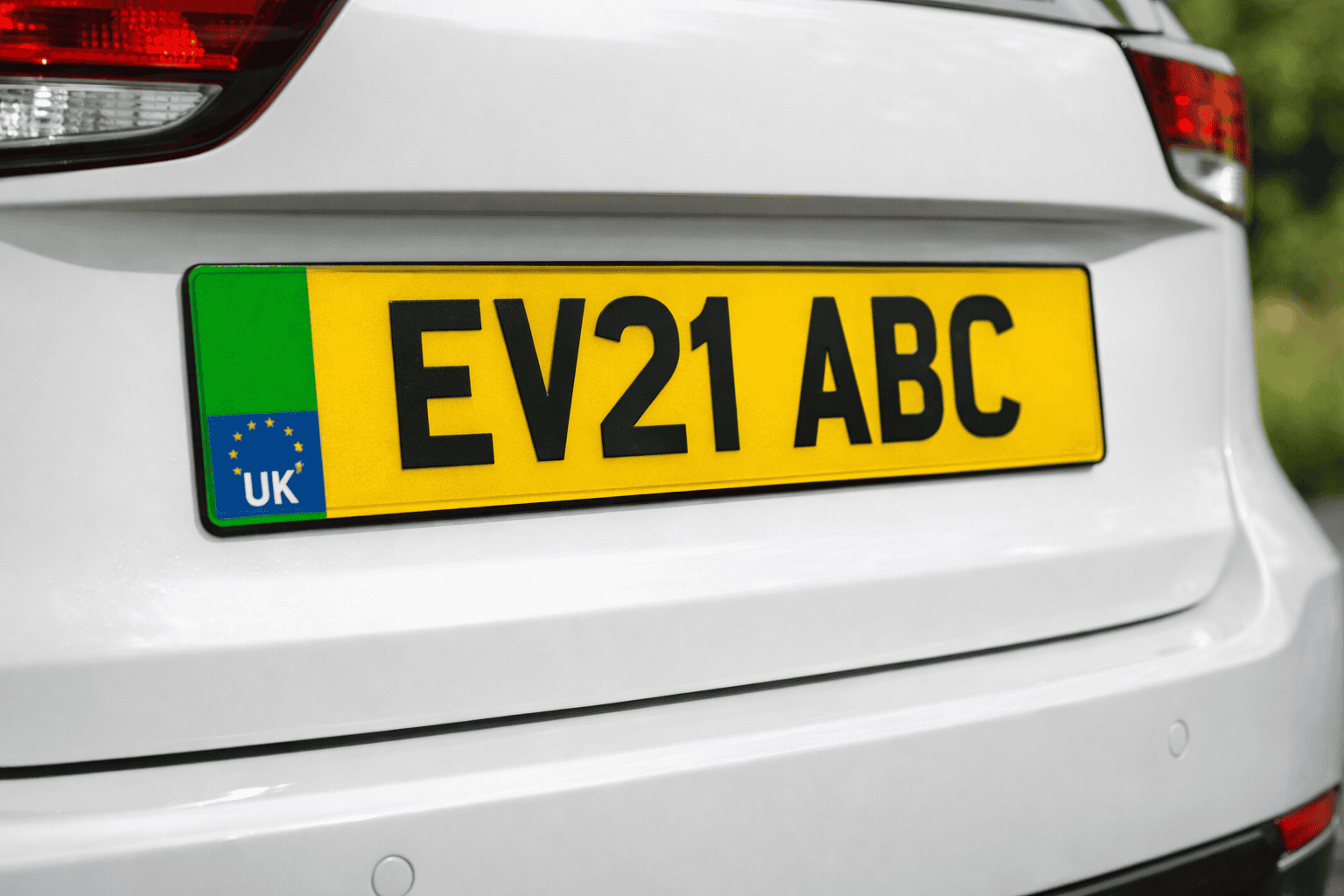 EV green UK number plate markings